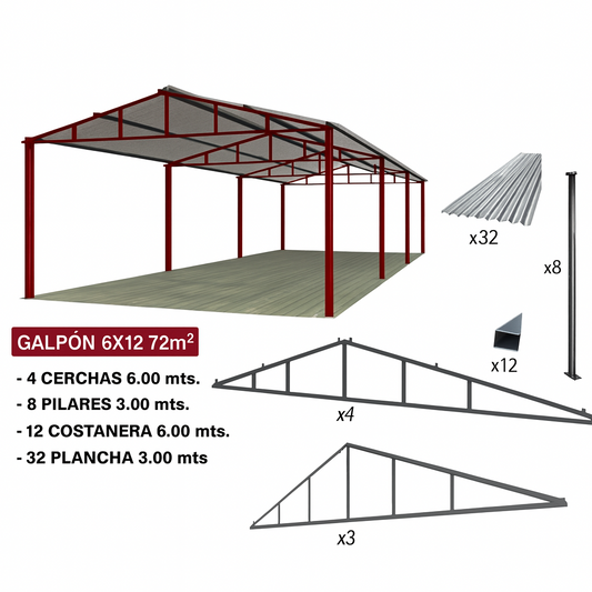 Galpon Prefabricado 6 x 12 (72 m²)