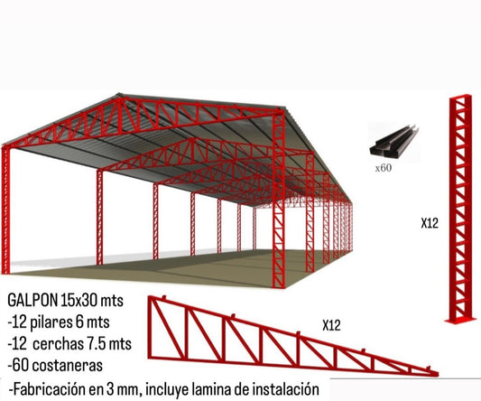 Galpon Prefabricado 15x30 mts (450 m²) A PEDIDO