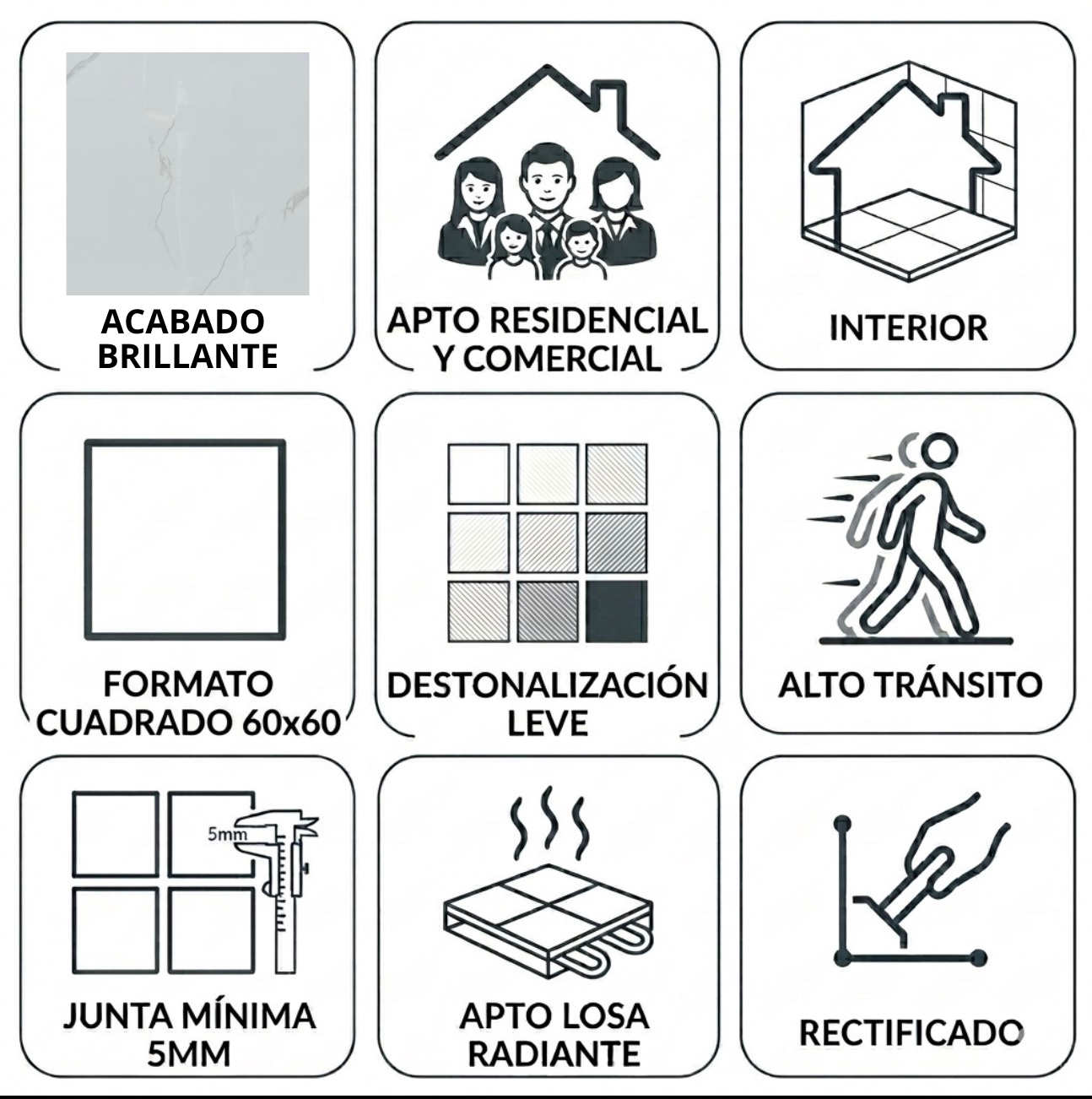 Porcelanato 60x60 Blanco Véneto Brillante