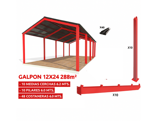 Galpon Prefabricado 12 x 24 mts SOLO ESTRUCTURA (288 m²) A PEDIDO