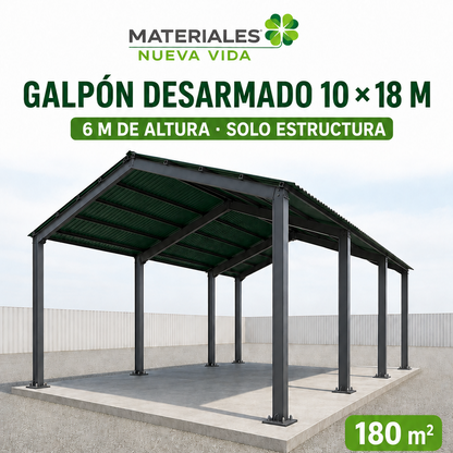 Galpon Prefabricado 10 x 18 Solo estructura (180 mts²)