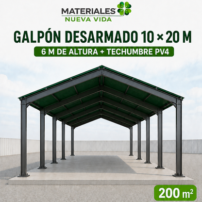 Galpon Prefabricado 10 x 20 + Techumbre (200 mts²)