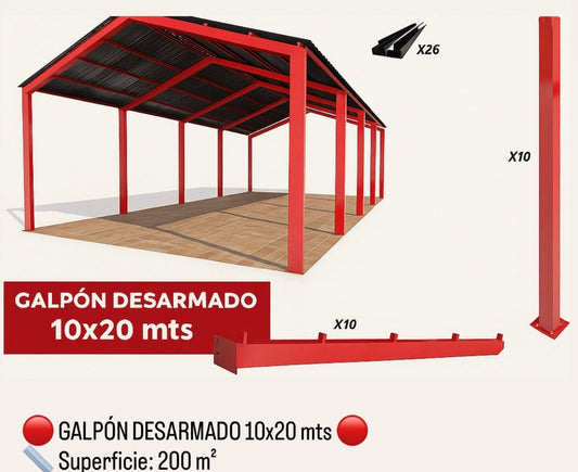Galpón Prefabricado INCLUYE TECHO 10x20 mts  (200 m²)