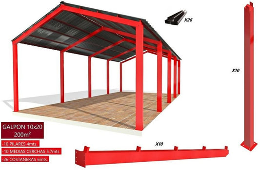 GALPÓN PREFABRICADO 10x20 mts  (200 m²)